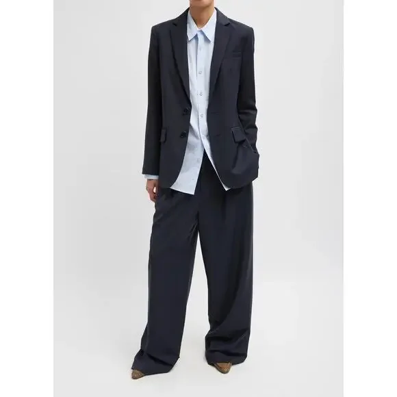 Tibi Tropical Wool Marlon Blazer Navy Cutout Sleeve Tailored Women's 6 NWT - Picture 6 of 16